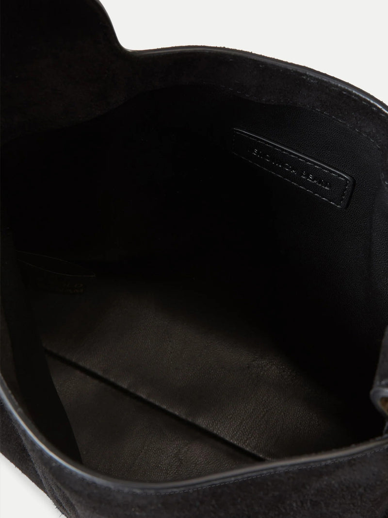 Veronica Beard Black suede bucket bag with leather lining