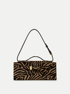 Veronica Beard Brown and black zebra print handbag with handle.