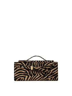 Veronica Beard Brown and black zebra print handbag with handle.