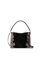 Veronica Beard Black suede and snakeskin hobo bag with braided handle.