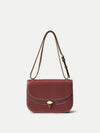Veronica Beard Burgundy leather shoulder bag with gold hardware.