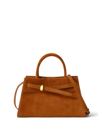 Veronica Beard Brown suede handbag with top handle and gold clasp