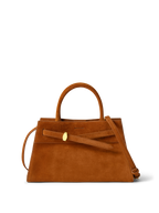 Veronica Beard Brown suede handbag with top handle and gold clasp