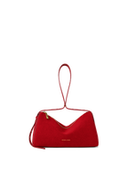 Veronica Beard Red suede structured handbag with top handle.
