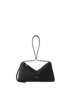 Veronica Beard Black leather shoulder bag with gold zipper.