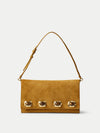 Veronica Beard Tan suede shoulder bag with jewel embellishments.
