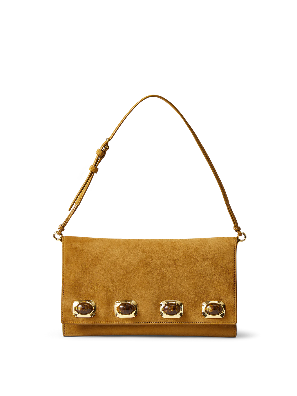 Veronica Beard Brown suede shoulder bag with jewel embellishments.