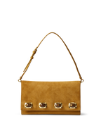 Veronica Beard Brown suede shoulder bag with jewel embellishments.