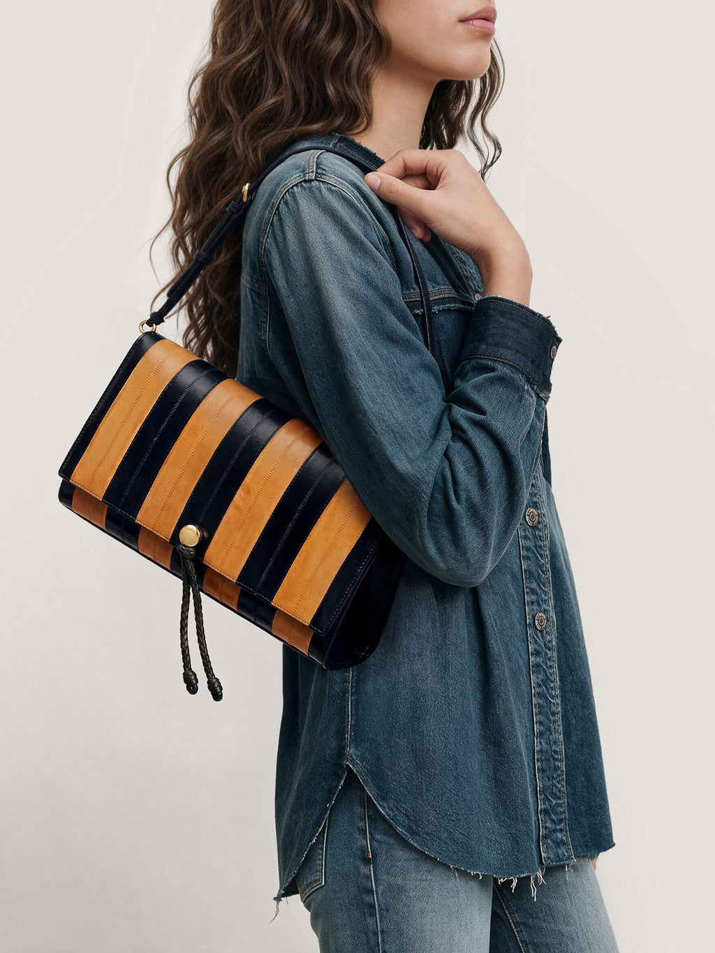 Veronica Beard Blue denim button-down shirt.
