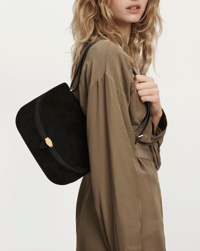 Veronica Beard Olive green satin long-sleeved wrap dress.