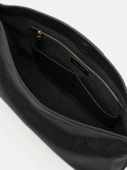 Veronica Beard Black leather handbag interior with zipper pocket.