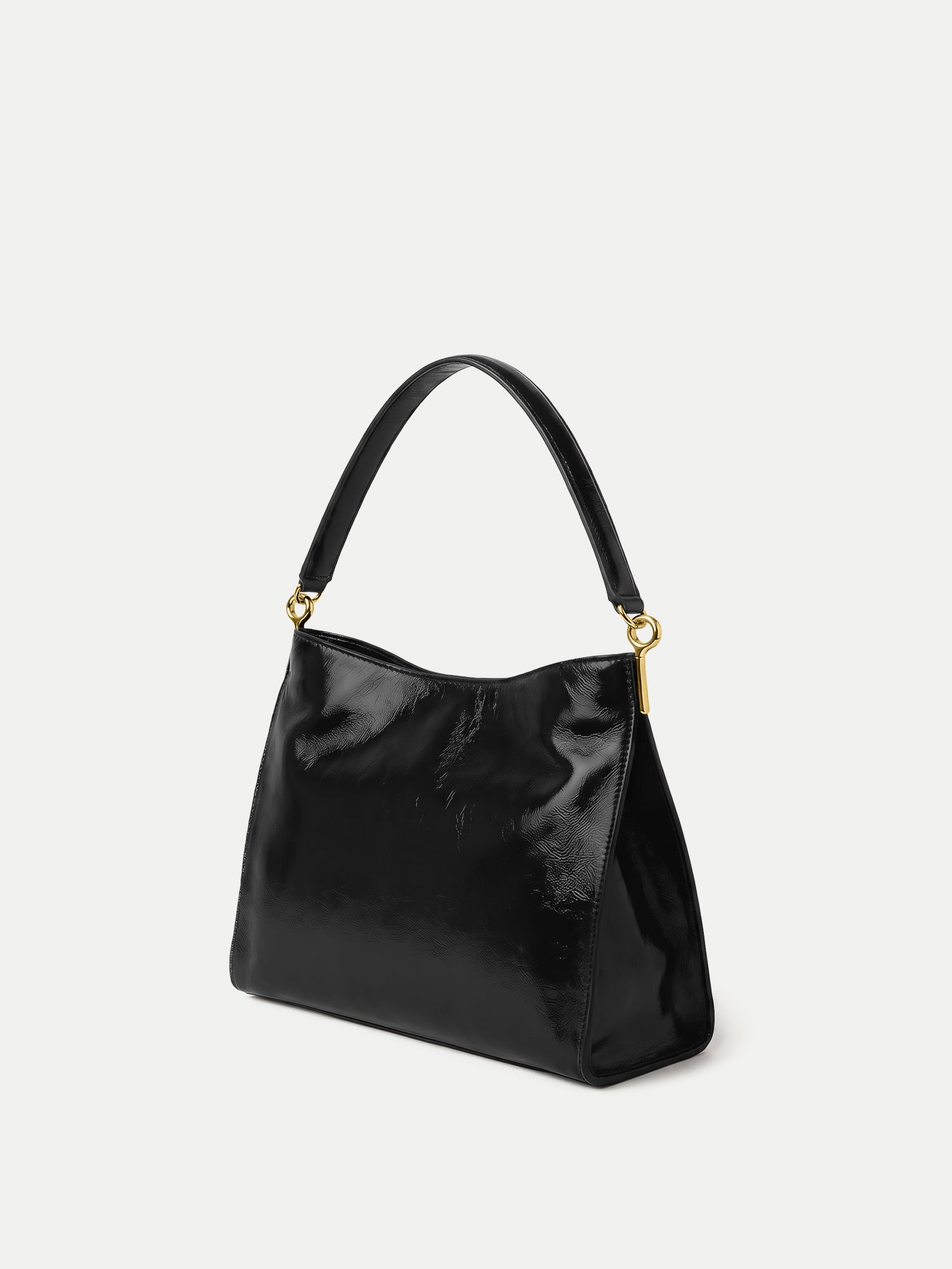 Vida Slouchy Shoulder Bag in Black Crinkle Leather Shoulder Bag