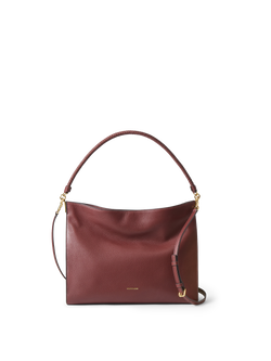Veronica Beard Burgundy leather slouchy shoulder bag with braided strap.