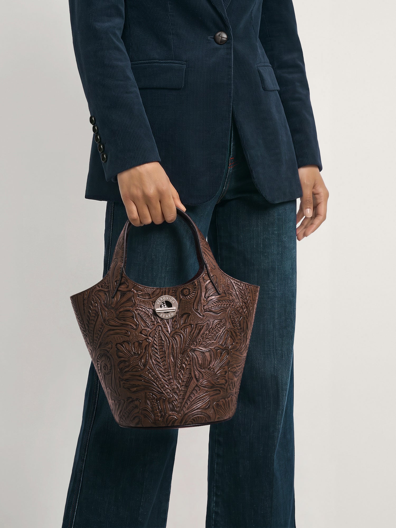 Embossed Anchor Bag in Chocolate | Veronica Beard