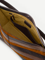 Veronica Beard Brown striped leather and suede shoulder bag.