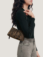 Veronica Beard Zebra print calf hair shoulder bag.