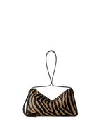 Veronica Beard Zebra print calf hair shoulder bag with black leather trim.