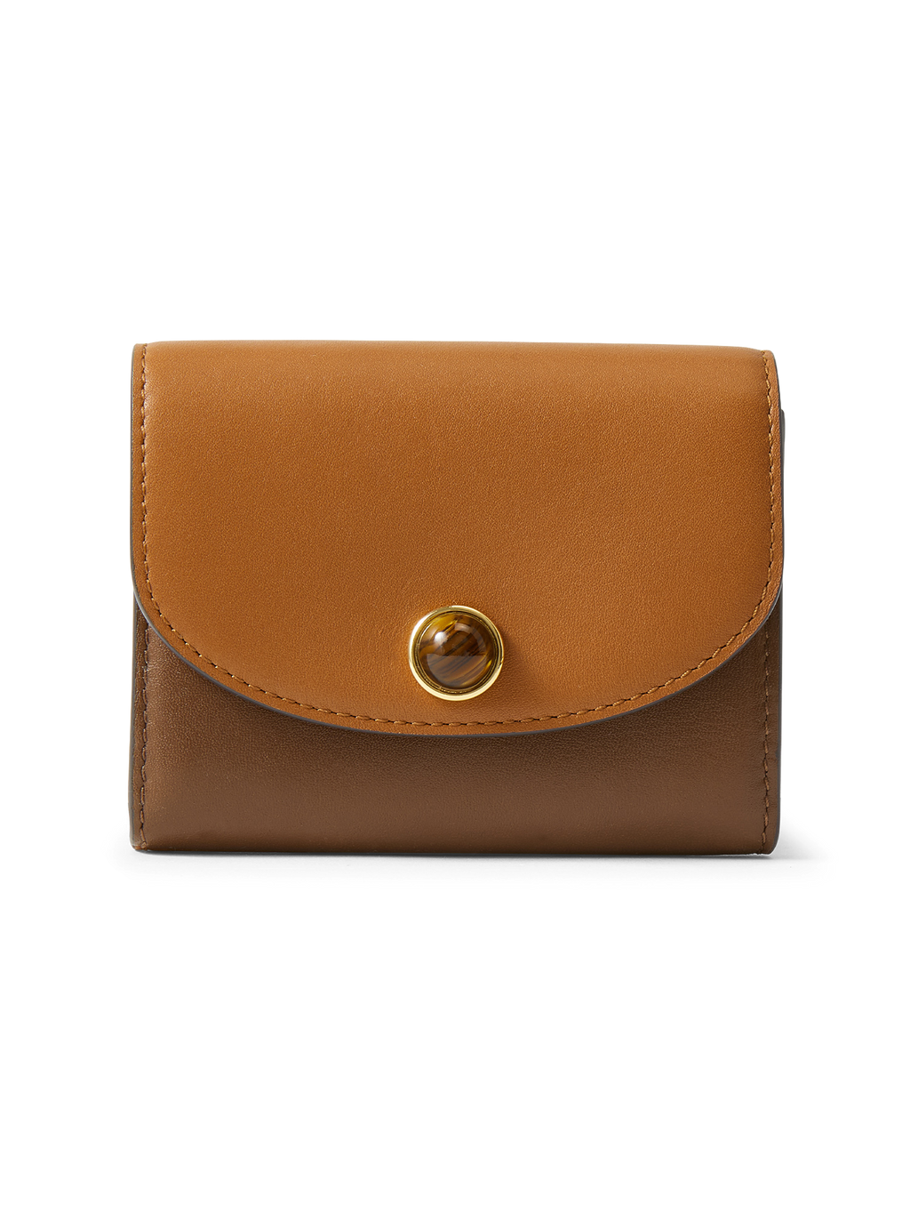 Veronica Beard Brown leather wallet with a tortoise shell button.