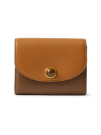 Veronica Beard Brown leather wallet with a tortoise shell button.