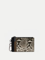 Veronica Beard Snakeskin print card holder with carabiner clip