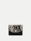 Veronica Beard Black and white snakeskin print wallet with a snap closure.