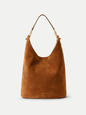Veronica Beard Brown suede hobo bag with chain strap.