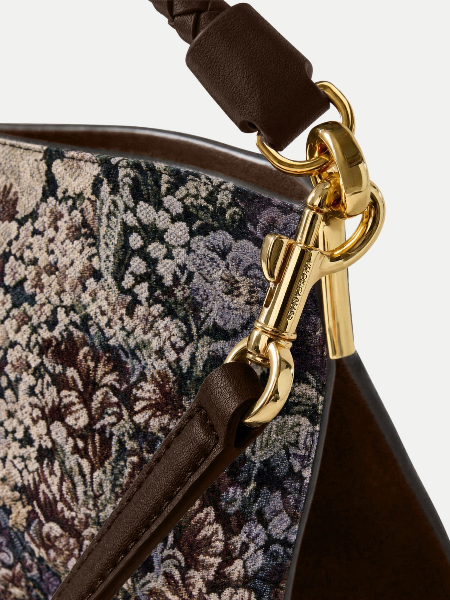 Brocade Vida Shoulder Bag in Floral Tapestry Print Dark Eggplant