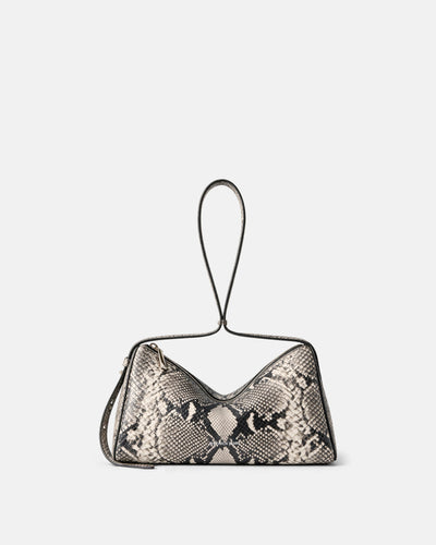 Veronica Beard Black and white snakeskin print leather handbag.