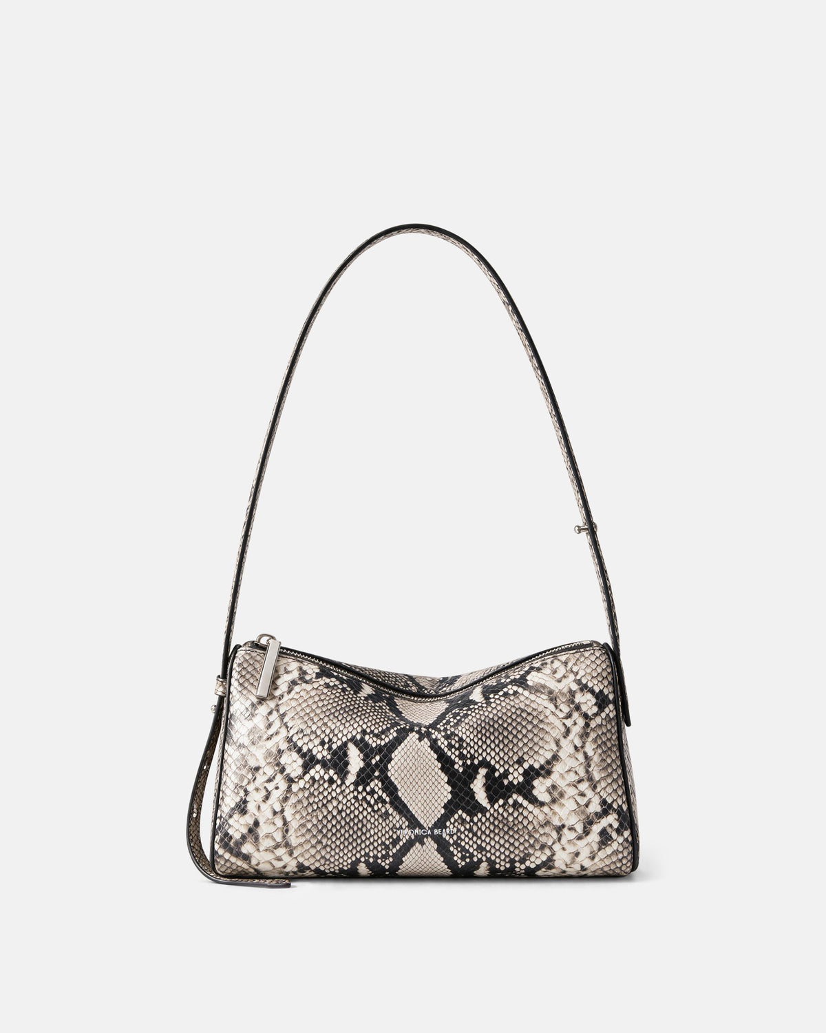 Veronica Beard Brown and white snakeskin leather shoulder bag.