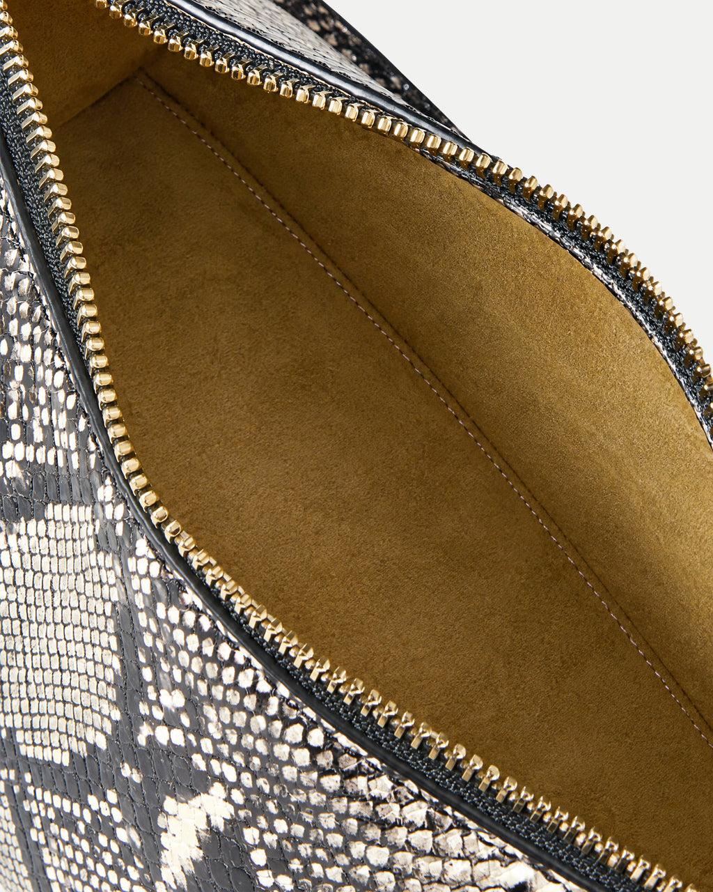 Veronica Beard Black and white snakeskin handbag with zipper.