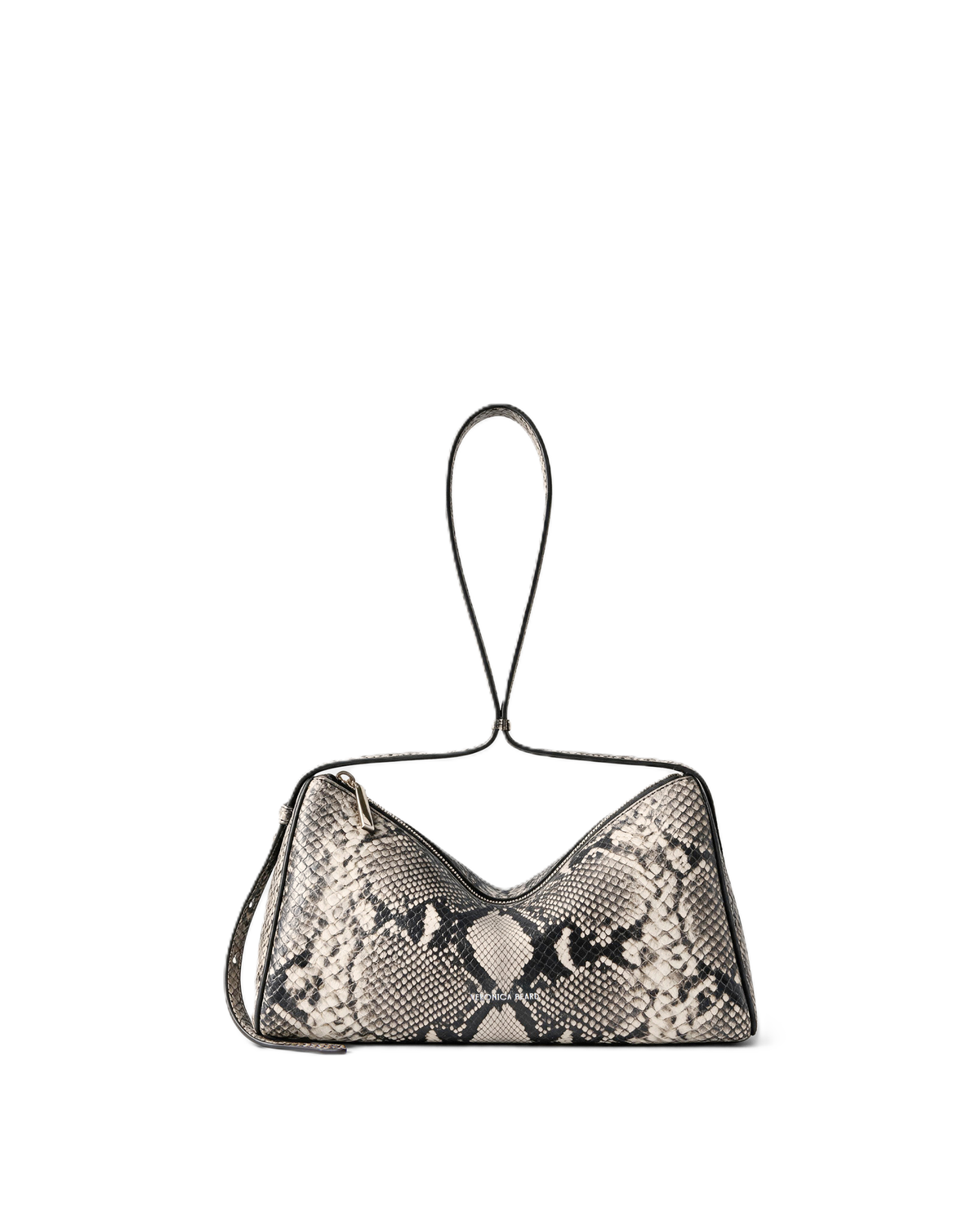 Veronica Beard Black and white snakeskin leather shoulder bag.
