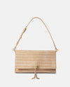 Veronica Beard Beige embossed leather shoulder bag with gold hardware.