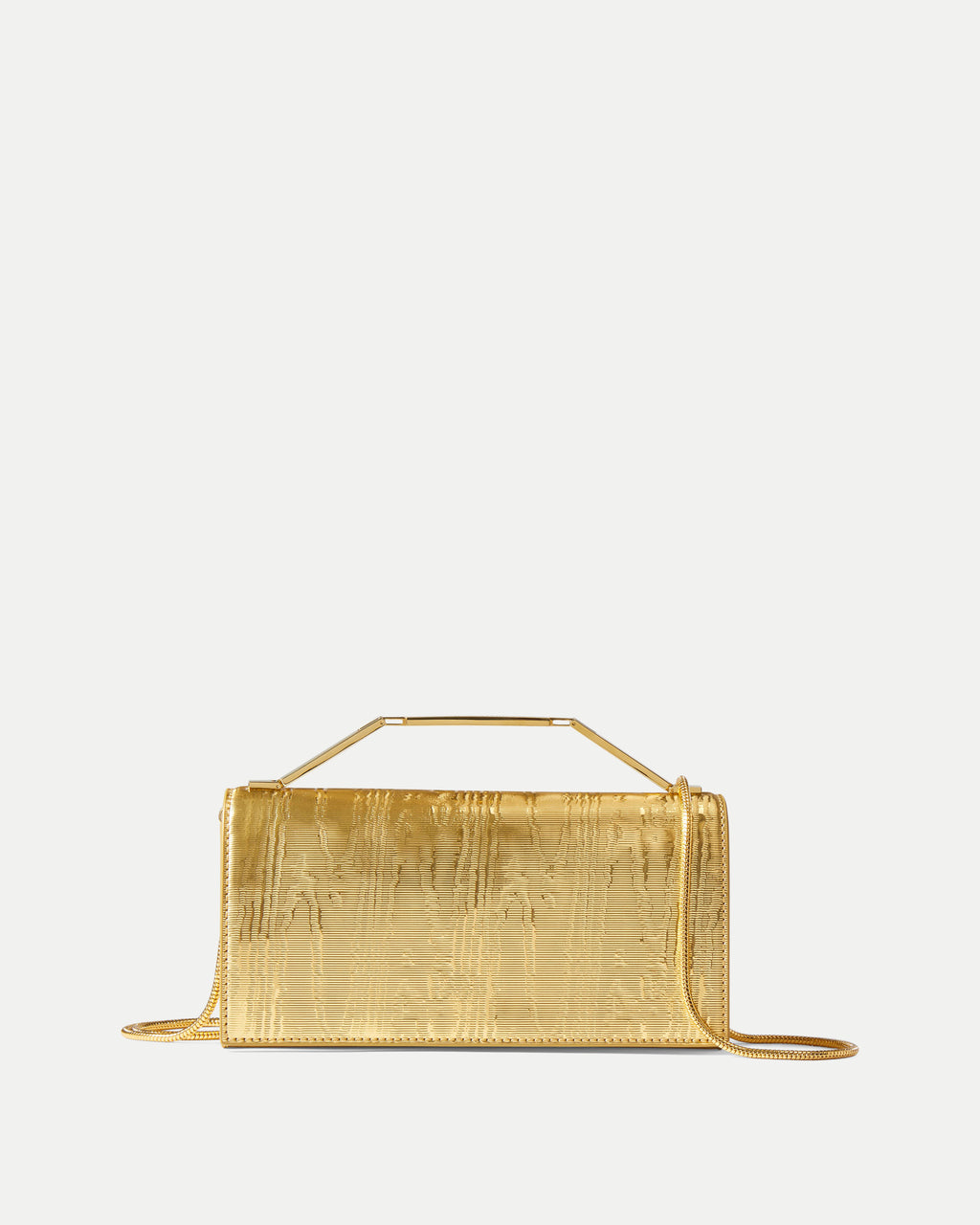 Veronica Beard Structured gold handbag with metallic top handle.