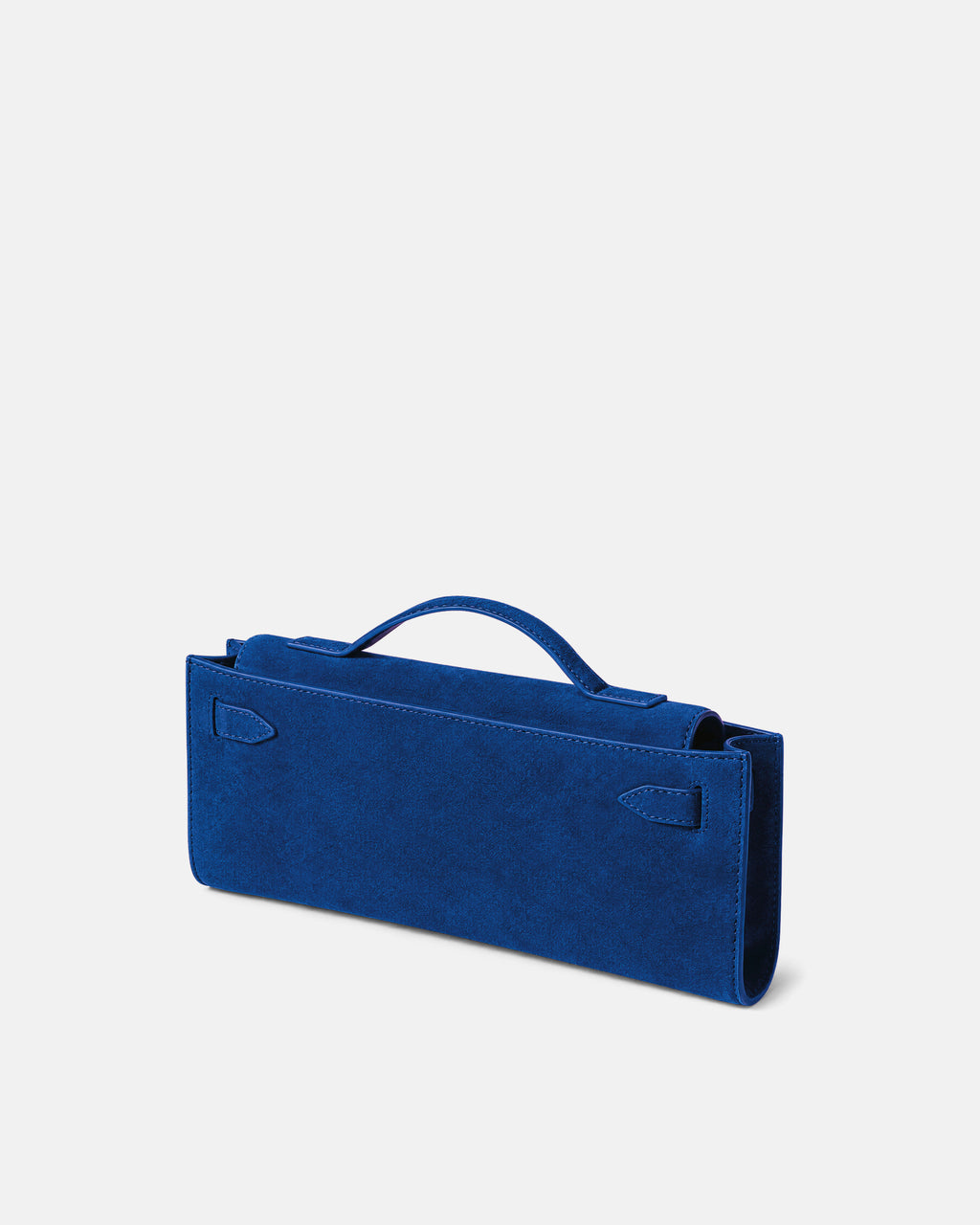 Veronica Beard Blue suede structural top handle handbag.