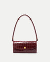 Veronica Beard Burgundy embossed leather structured shoulder bag.