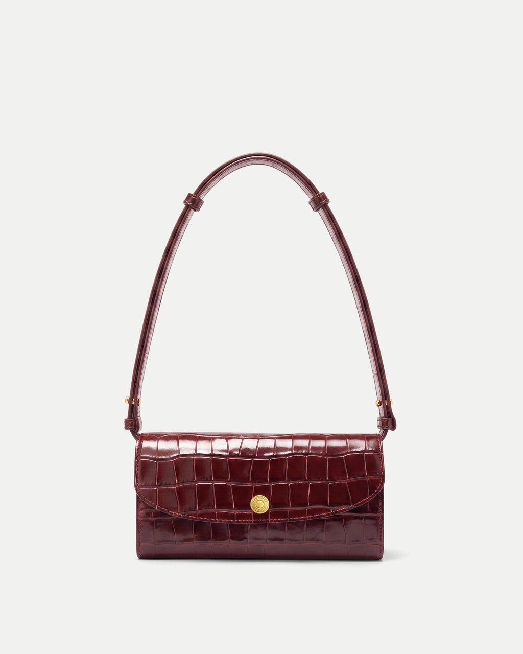 Veronica Beard Burgundy embossed leather structured shoulder bag.