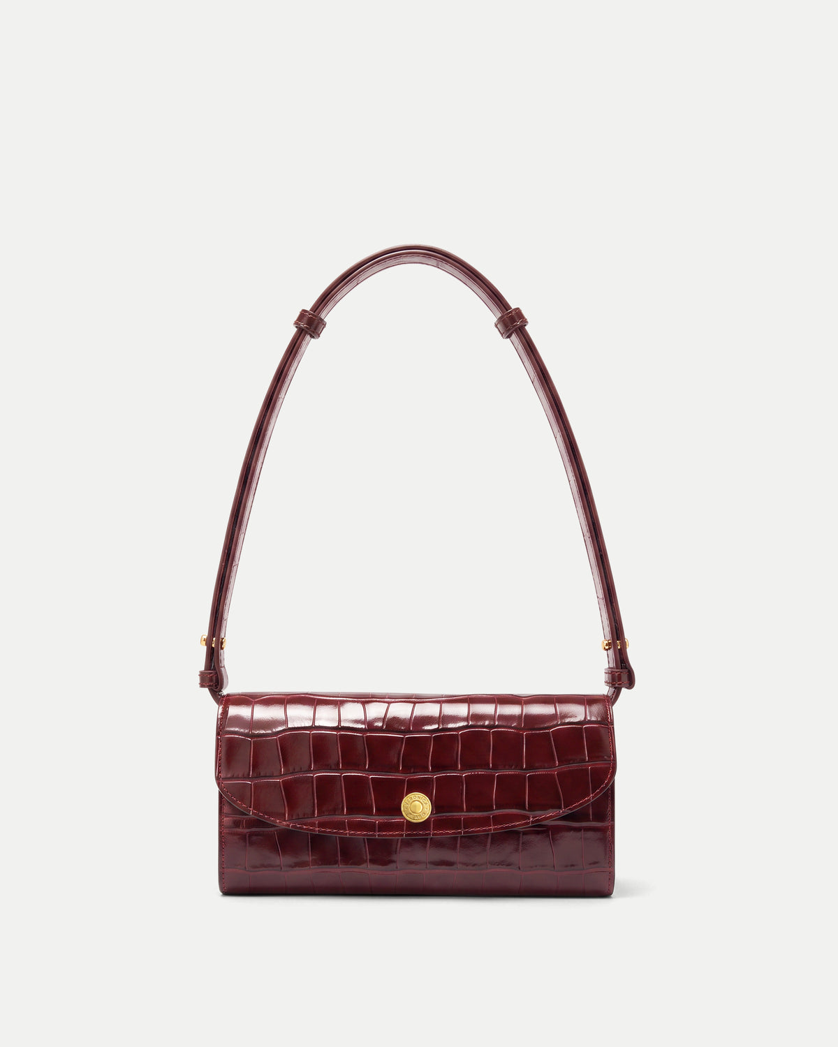 Veronica Beard Burgundy embossed leather structured shoulder bag.