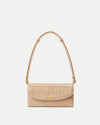 Veronica Beard Beige crocodile embossed leather shoulder bag.