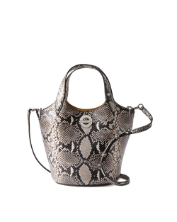 Veronica Beard Black and white snakeskin handbag with silver hardware.