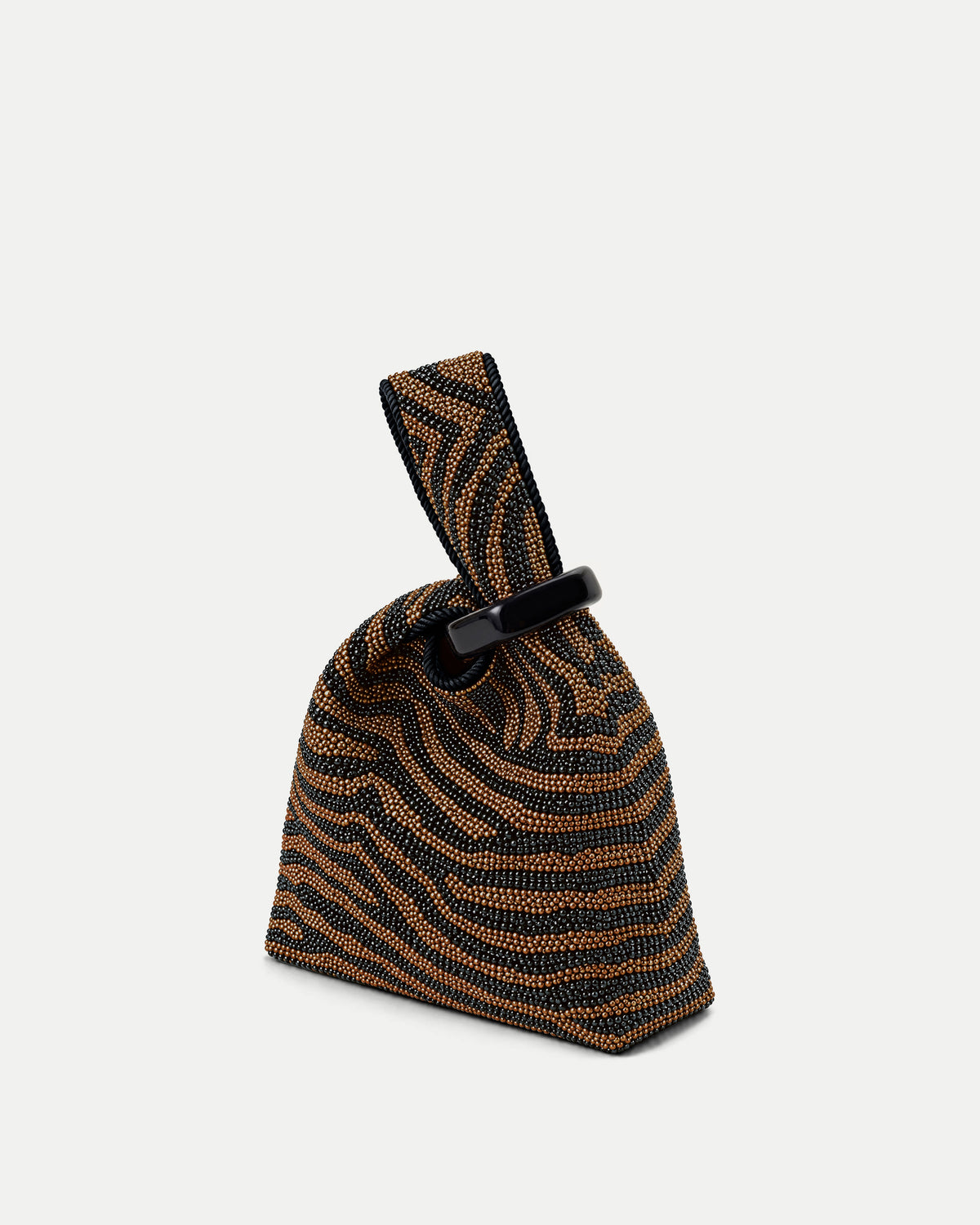 Veronica Beard Beaded black and brown zebra-pattern handbag.