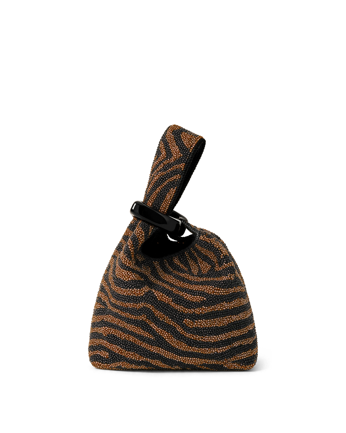 Veronica Beard Brown and black beaded zebra print handbag.