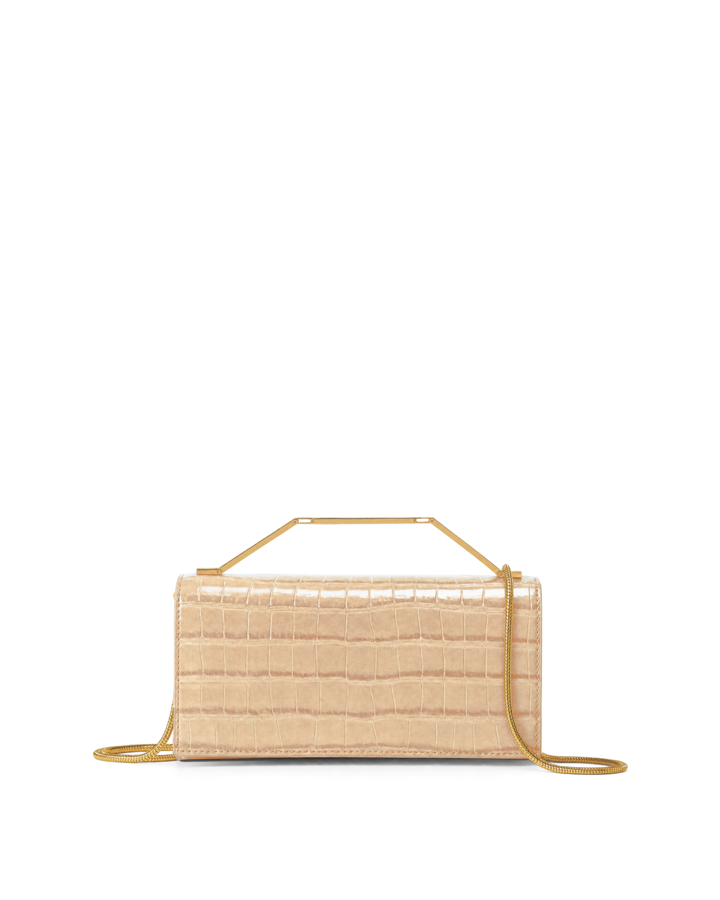 Veronica Beard Beige embossed leather handbag with gold chain strap.