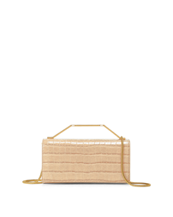 Veronica Beard Beige embossed leather handbag with gold chain strap.