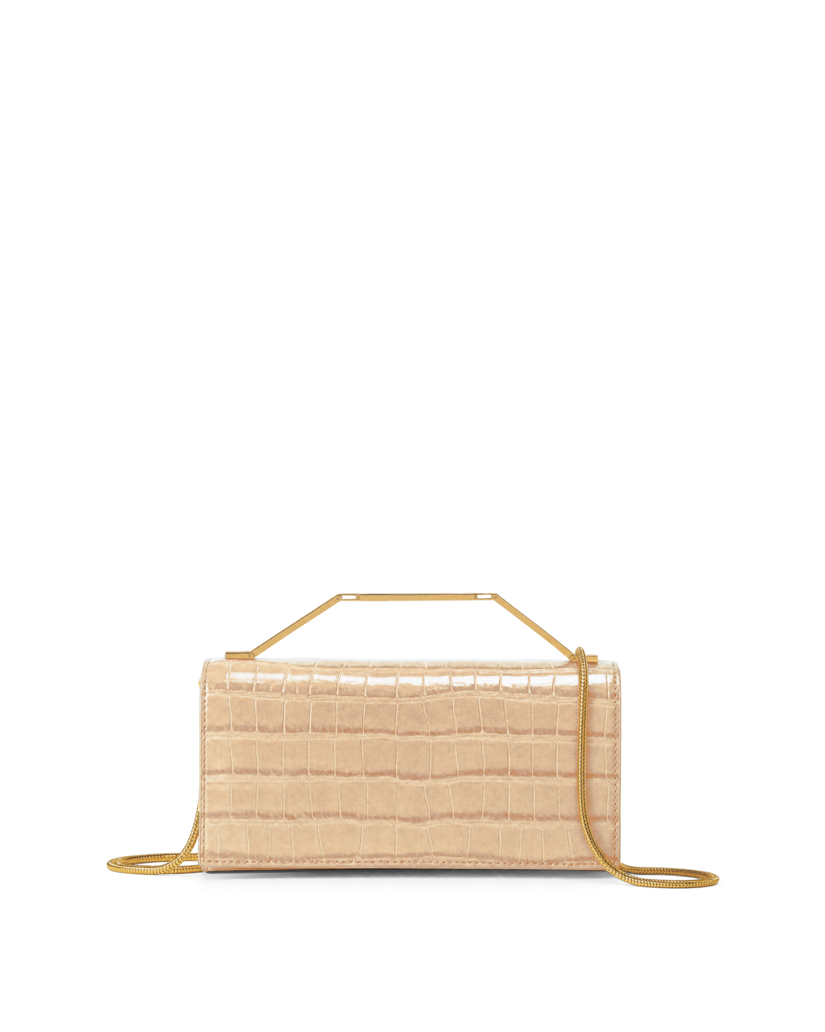 Veronica Beard Beige embossed leather handbag with gold chain strap.