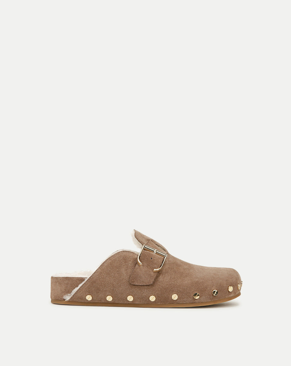 Veronica Beard Fern Shearling Clog - Taupe
