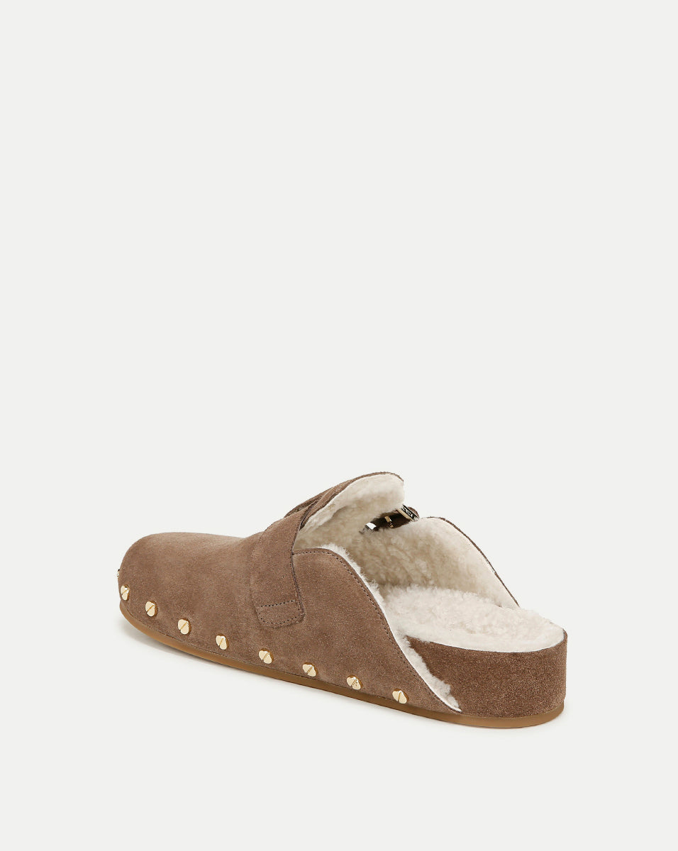 Veronica Beard Fern Shearling Clog - Taupe