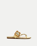 Veronica Beard Salva Metallic Crisscross Sandal - Light Gold