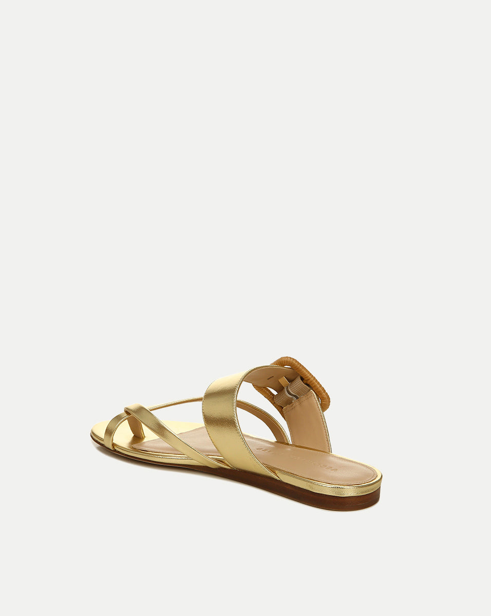 Veronica Beard Salva Metallic Crisscross Sandal - Light Gold