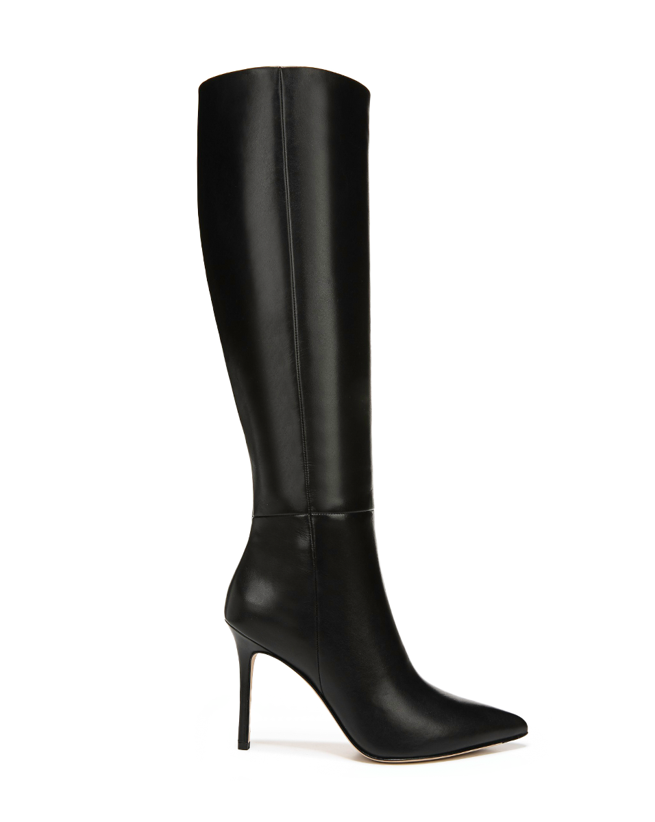 Veronica Beard Lisa Stiletto Boot | Wide-Calf - Black Leather