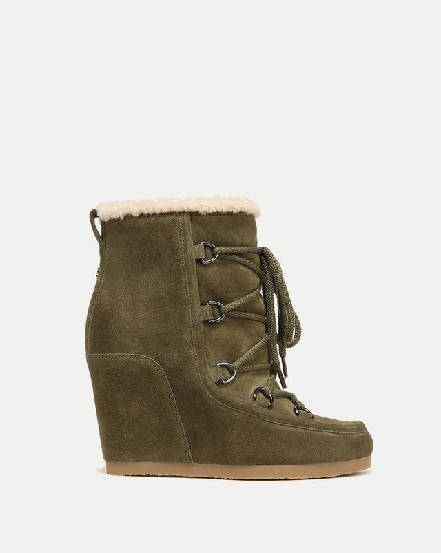 Elfred Suede Wedge Bootie - Army - 1